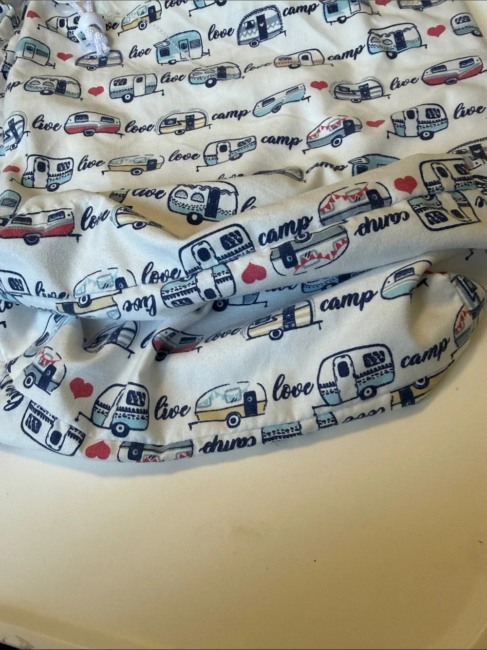 Set of 2-Garment Bag - Camper Print White cotton Drawstring Storage Bag